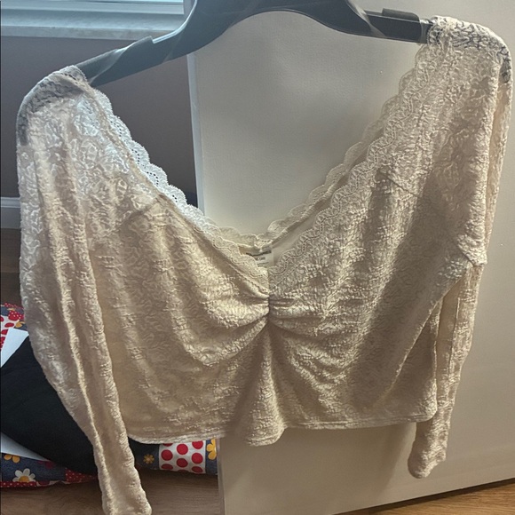 No Boundaries Tops - No Boundaries Cream Lace Blouse